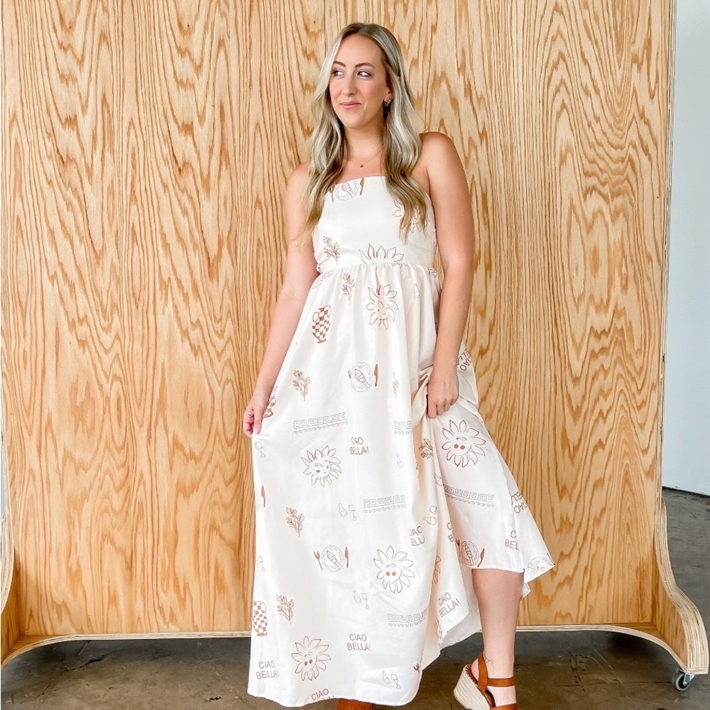Floral Cream Maxi Dress